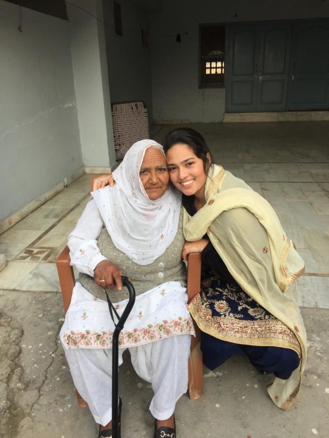 Simran Singh with her relative 